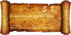 Simonovics Kamélia névjegykártya